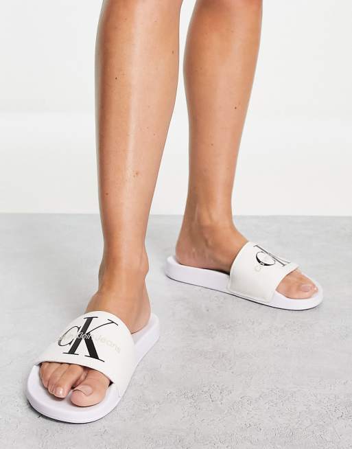 Calvin klein on sale white sliders