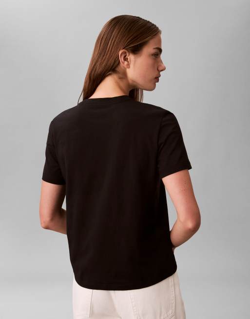 Calvin Klein Jeans Monogram Logo slim fit tee in metallic black , 2 of 3