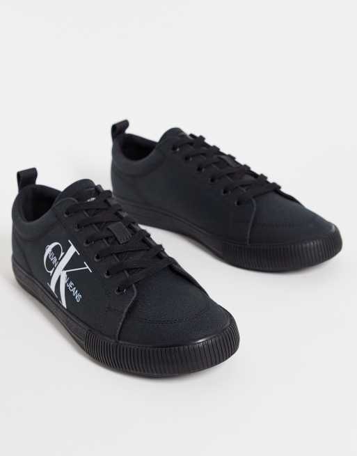 Calvin Jeans monogram logo sneakers black | ASOS