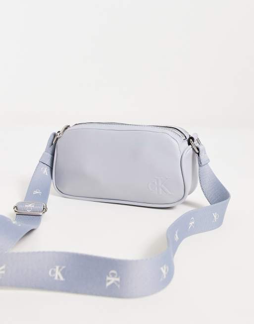 Calvin Klein Jeans monogram logo strap double zip camera bag in