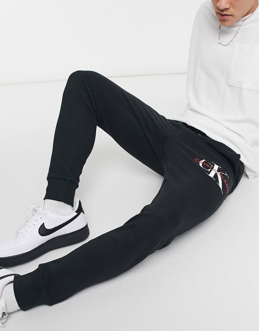 Calvin Klein Jeans monogram logo sweatpants in black