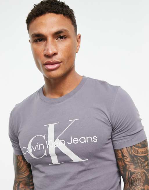 Calvin Klein womens Short Sleeve T-Shirt Monogram Logo at  Women’s  Clothing store