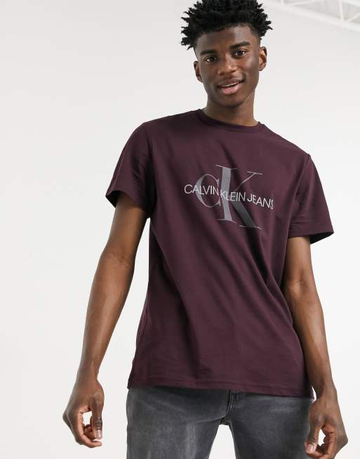 Calvin Klein Jeans monogram logo T shirt in purple