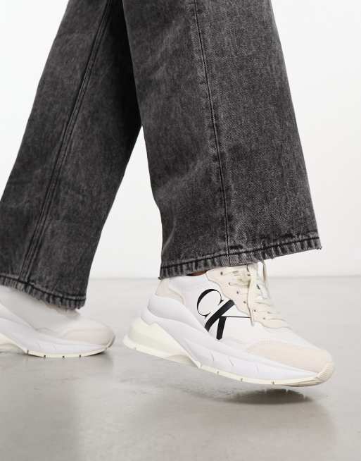 High-top sneakers in monogram denim