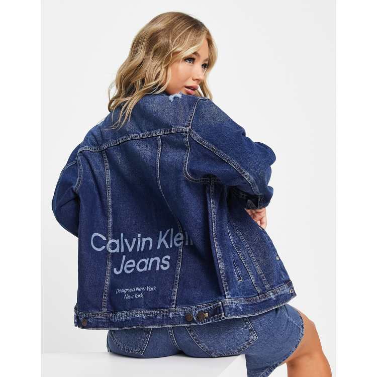 Monogram Detail Hooded Denim Jacket