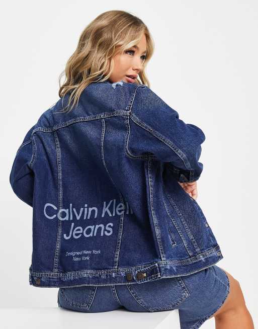 Calvin Klein Jeans Women's Denim Trucker Jacket, Malibu, S