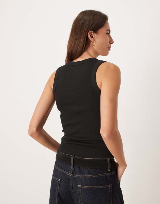 Calvin Klein Jeans Monogram rib tank in black , 4 of 4