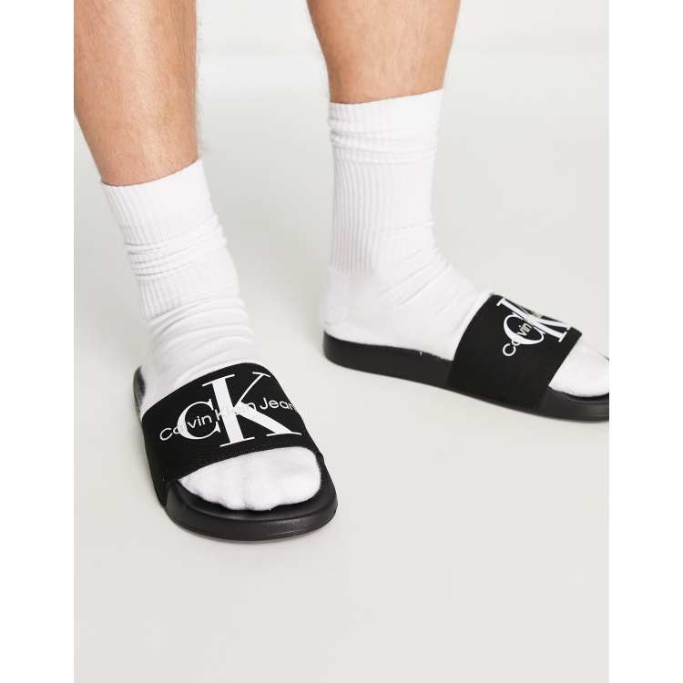 Calvin Klein Jeans monogram slider in black ASOS