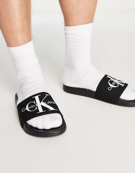 Calvin klein viggo logo sliders in black best sale