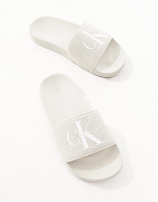 Womens white calvin clearance klein sliders