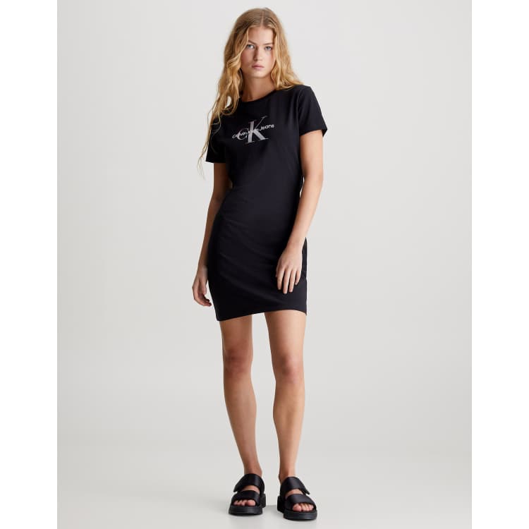 calvin klein black t shirt dress Archive Logo Baby T-Shirt suitable for casual looks. CALVIN KLEIN COLLECTION Size XS