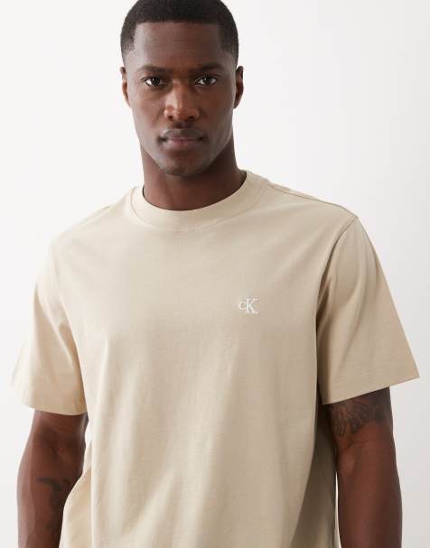 Calvin Klein Jeans monogram t-shirt in beige - view 1