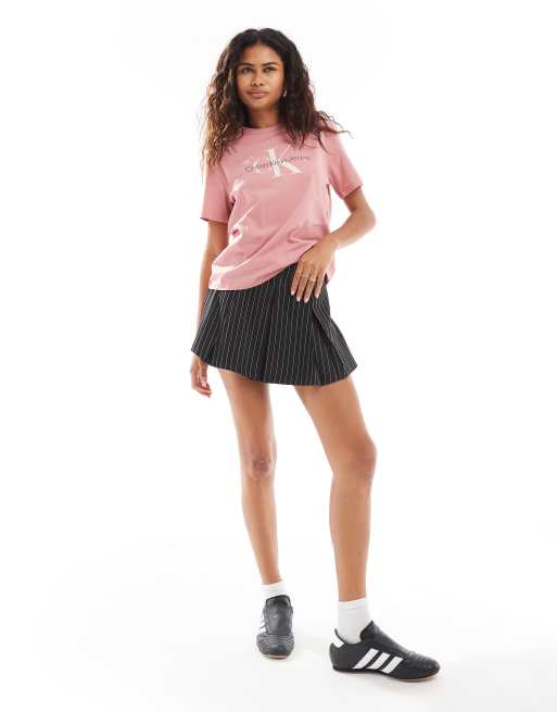Calvin Klein Jeans monogram tee in pink, 2 of 4