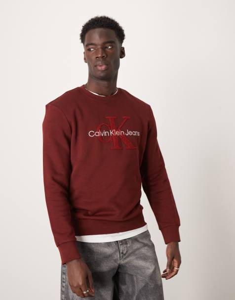 Calvin Klein Jeans monologo archive crew neck sweatshirt in red - view 1