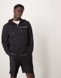 [Calvin Klein Jeans] Calvin Klein Jeans monologo archive zip thru sweat in black 44 Black beauty