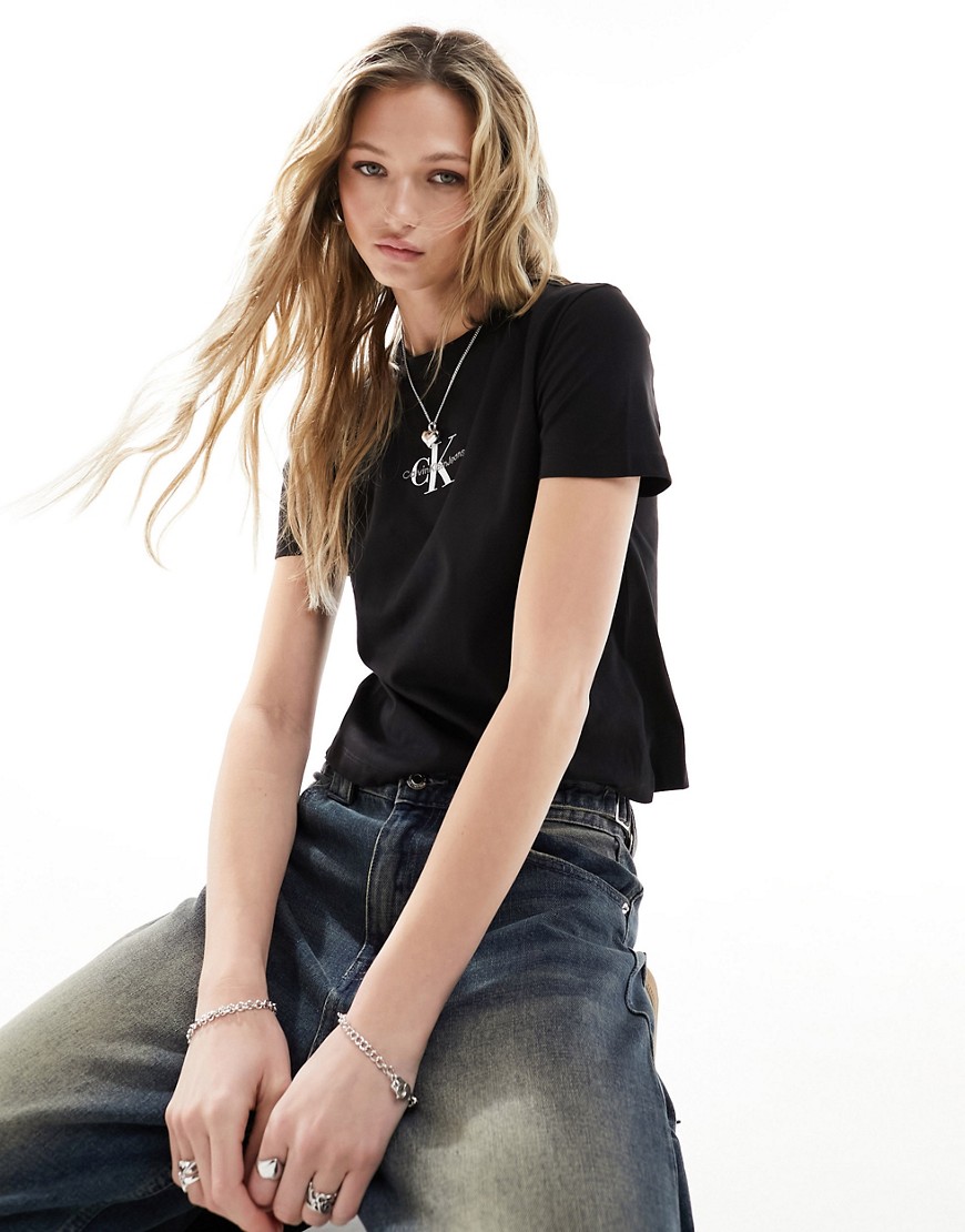 Calvin Klein Jeans monologo baby t-shirt in black
