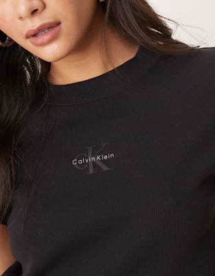 Calvin Klein Jeans Est.1978 Monologo Baby Tee In Black