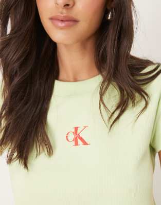 Calvin Klein Jeans Est.1978 Monologo Baby Tee In Green