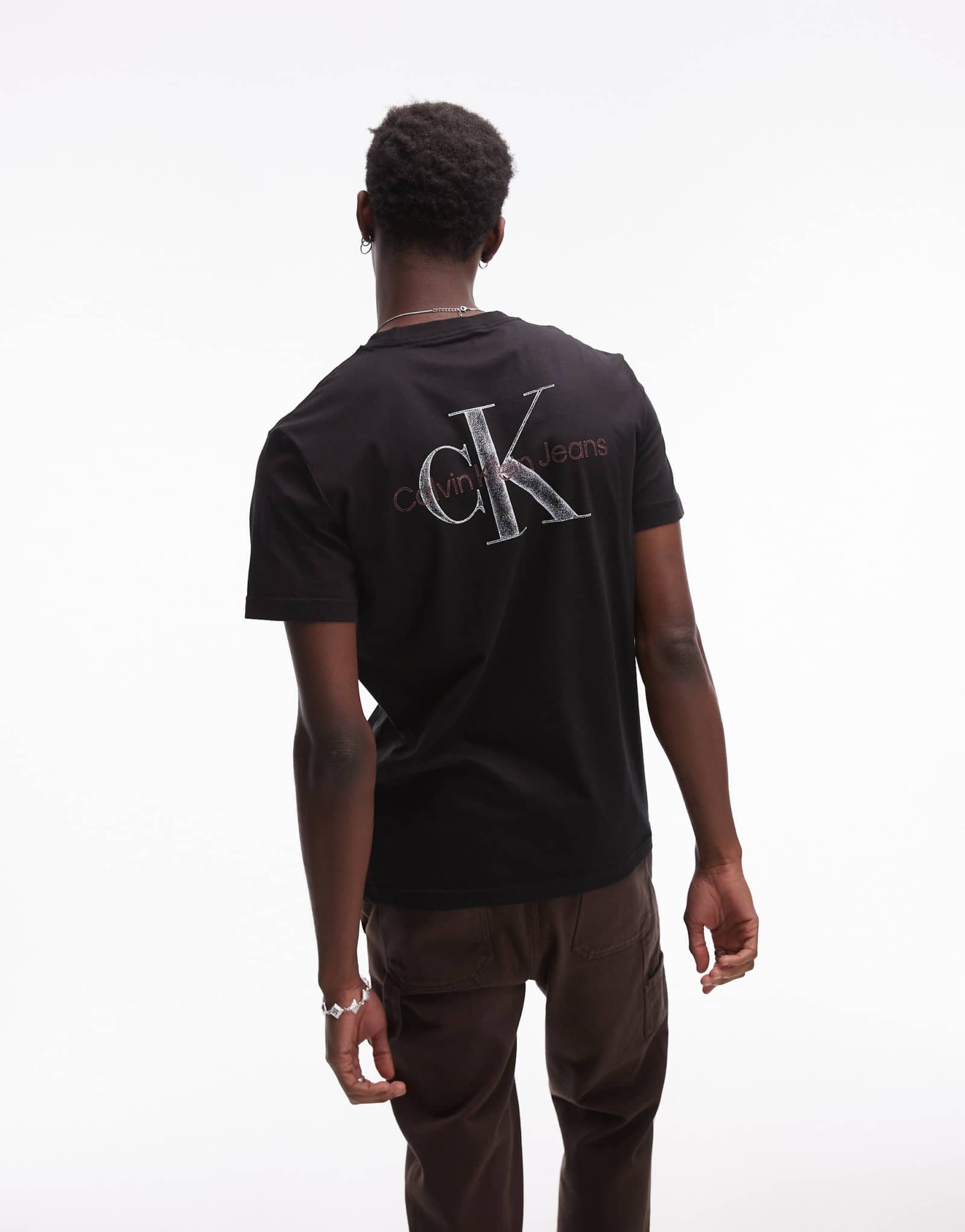 Черная футболка с принтом Calvin Klein Jeans monologo backprint