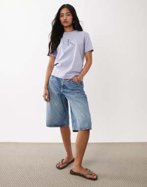 Calvin Klein Jeans Monologo boxy fit t-shirt in light purple