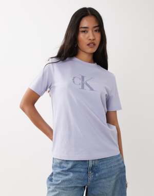 Calvin Klein Jeans Monologo boxy fit t-shirt in light purple