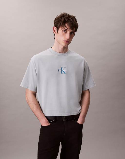 Calvin Klein Jeans monologo boxy t-shirt in grey