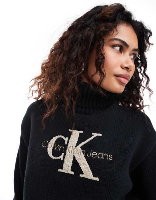 Jeans Strickpullover Calvin Klein Pulloverkleid Damen Ck Pulli