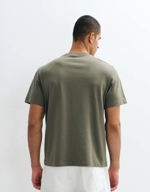 Calvin Klein Jeans Monologo distressed graphic t-shirt in khaki green, 3 of 5
