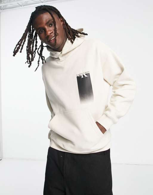 Calvin Klein Jeans monologo gradient back print hoodie in off white | ASOS