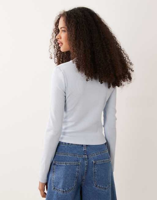 Calvin Klein Jeans Monologo Langarmoberteil in Hellblau, 4 von 4