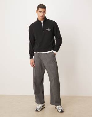 Calvin Klein Jeans Monologo quarter zip sweatshirt in black