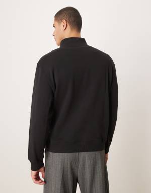 Calvin Klein Jeans Monologo quarter zip sweatshirt in black
