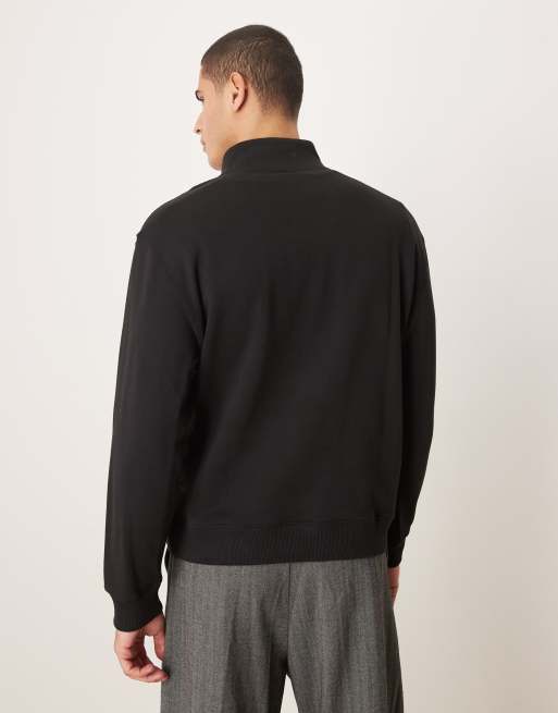 Calvin Klein Jeans monologo quarter zip sweatshirt in black, 3 of 5