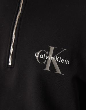 Calvin Klein Jeans Monologo quarter zip sweatshirt in black
