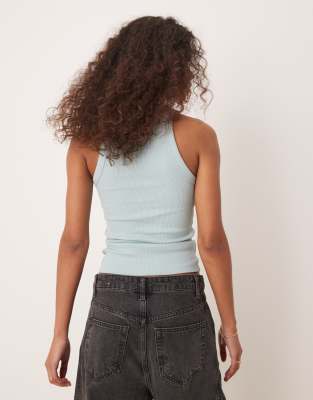 Calvin Klein Jeans Est.1978 Monologo Rib Knit Tank Top In Green