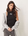 [Calvin Klein Jeans] Calvin Klein Jeans monologo rib singlet in black S Ck black