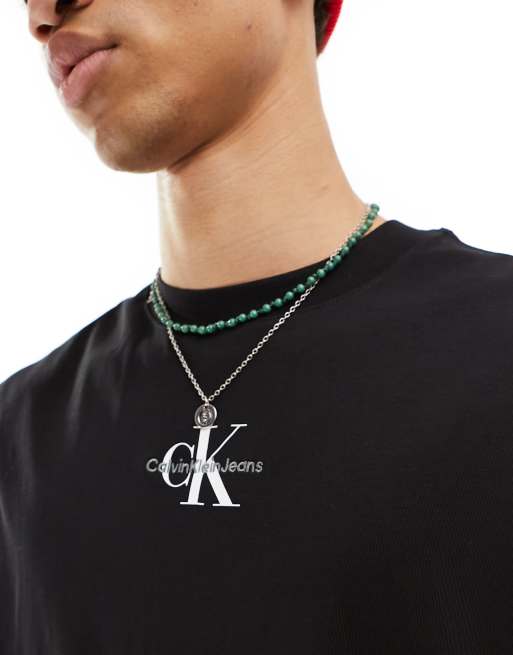 Calvin Klein Jeans monologo sleeveless t-shirt in black, 4 of 4