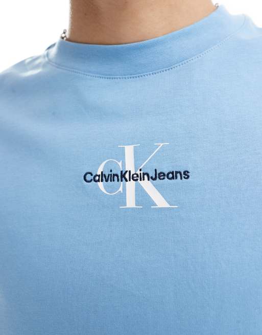 【  Jeans】monologo sleeveless t-shirt in blue Calvin Klein Jeans monologo sleeveless T-shirt in blue | ASOS