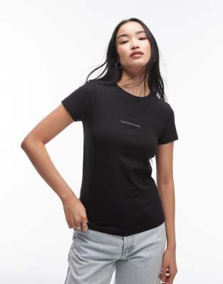 Calvin Klein Jeans monologo slim t-shirt in black