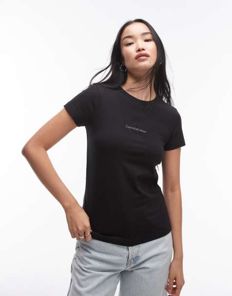 Calvin Klein Jeans monologo slim t-shirt in black - view 1