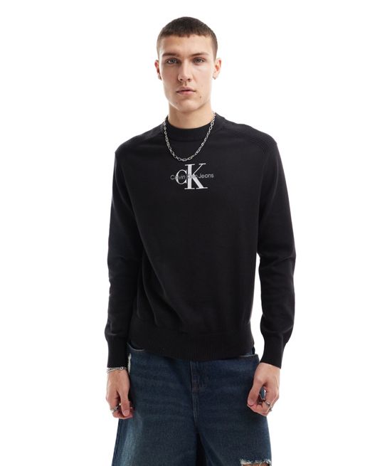 calvin Pantalon Klein Jeans monologo sweater in black