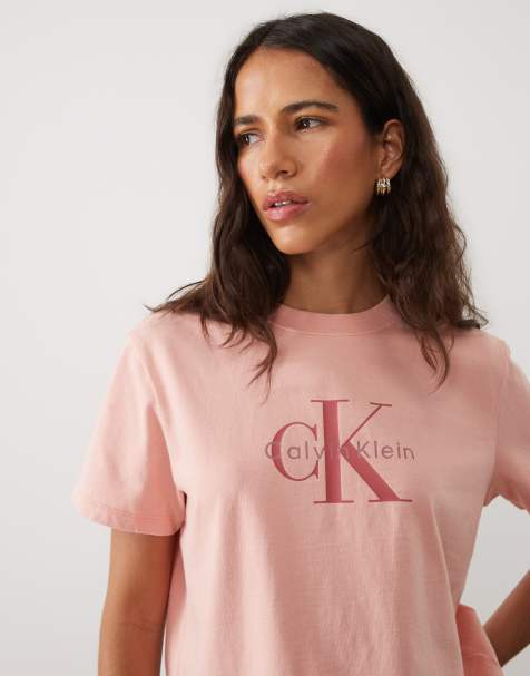 Calvin Klein Jeans Monologo T-Shirt in Boxy-Passform in Acid-Wash-Rosa - view 1