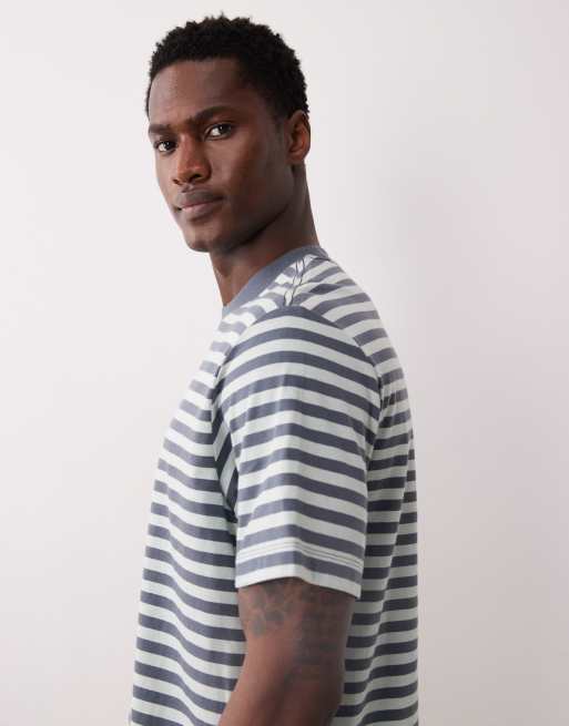 Calvin Klein Jeans monologo t-shirt in charcoal stripe , 4 of 5