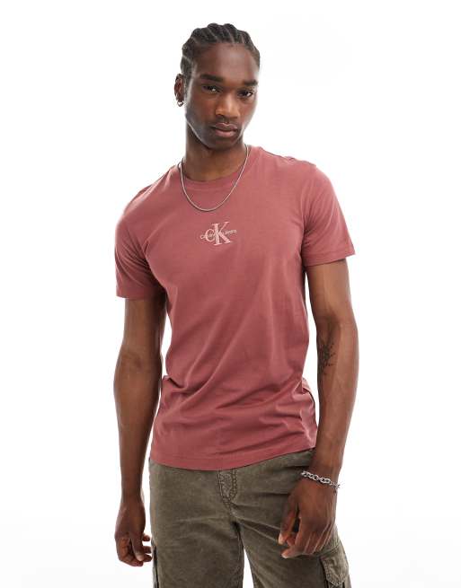 Calvin Klein Jeans monologo t shirt in red ASOS