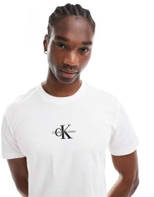 【関送無料】   Jeans Monologo 人気 Tシャツ Calvin Klein Jeans monologo t-shirt in white | ASOS
