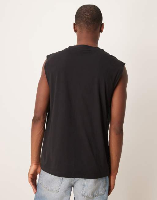 Calvin Klein Jeans monologo tank top in black | ASOS