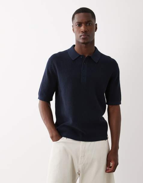 Calvin Klein Jeans – Mörkblå, våfflad pikétröja - view 1