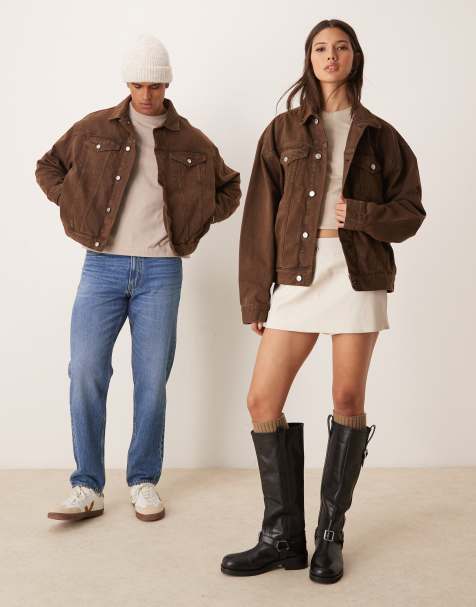 Calvin Klein Jeans – Mörkbrun jeansjacka i oversize - Endast hos ASOS - view 1