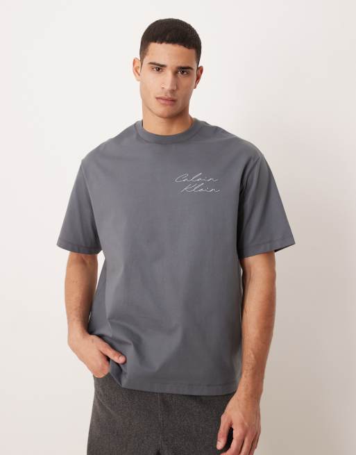 Calvin Klein Jeans – Mörkgrå, avslappnad t-shirt med tryck, 3 av 5