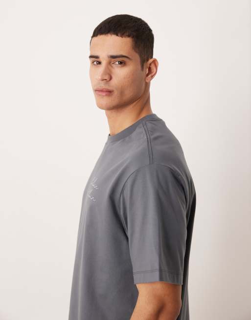 Calvin Klein Jeans – Mörkgrå, avslappnad t-shirt med tryck, 4 av 5